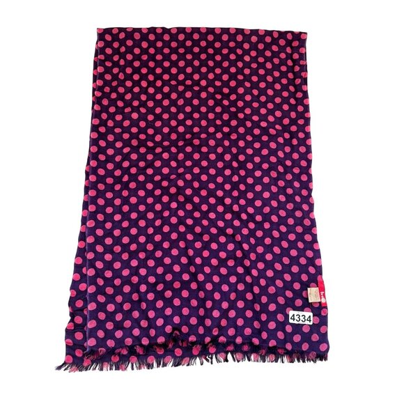 Boden Accessories - Boden Women's Wrap Scarf Wool Purple Pink Polka Dots Fringe Shawl Fall Winter